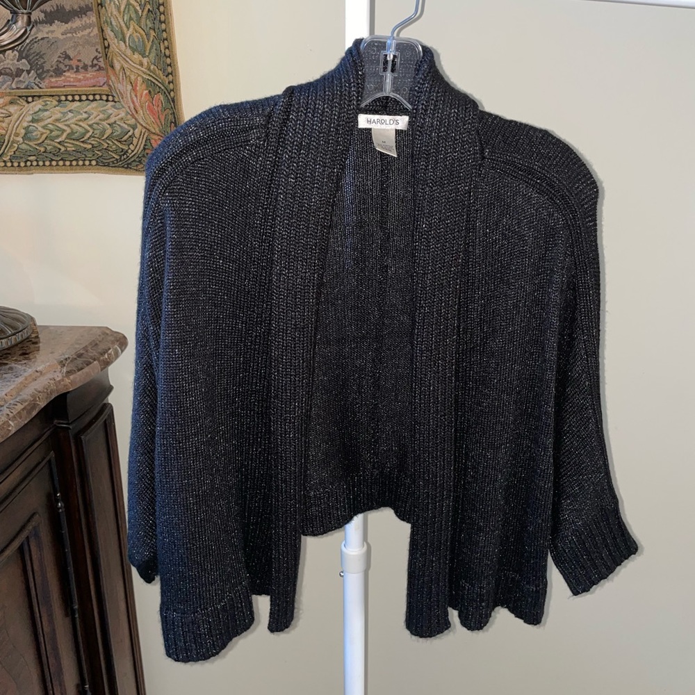 Thick black knit open shrug sweater